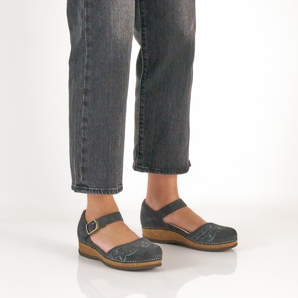 Mae Charcoal Embroidered Suede | Dansko Top Pick