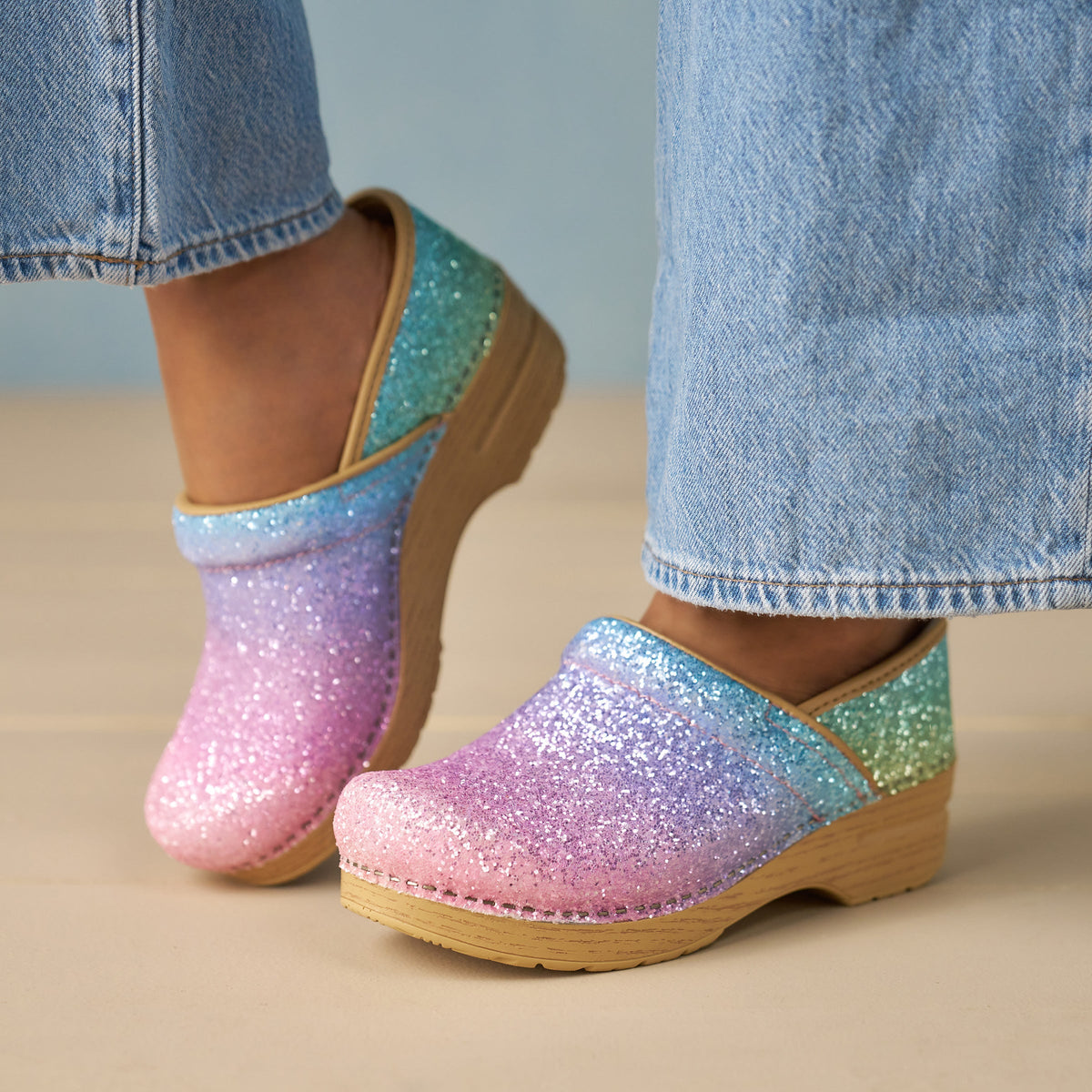 Wide Pro Pastel Rainbow Glitter | Dansko New