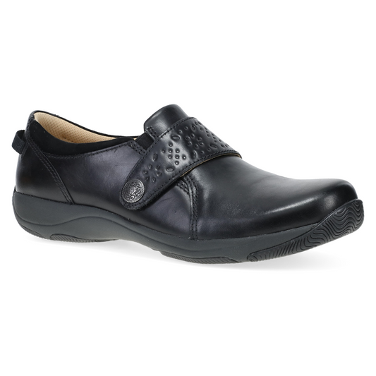 Sallie Wide Black Waxy Burnished | Dansko Value